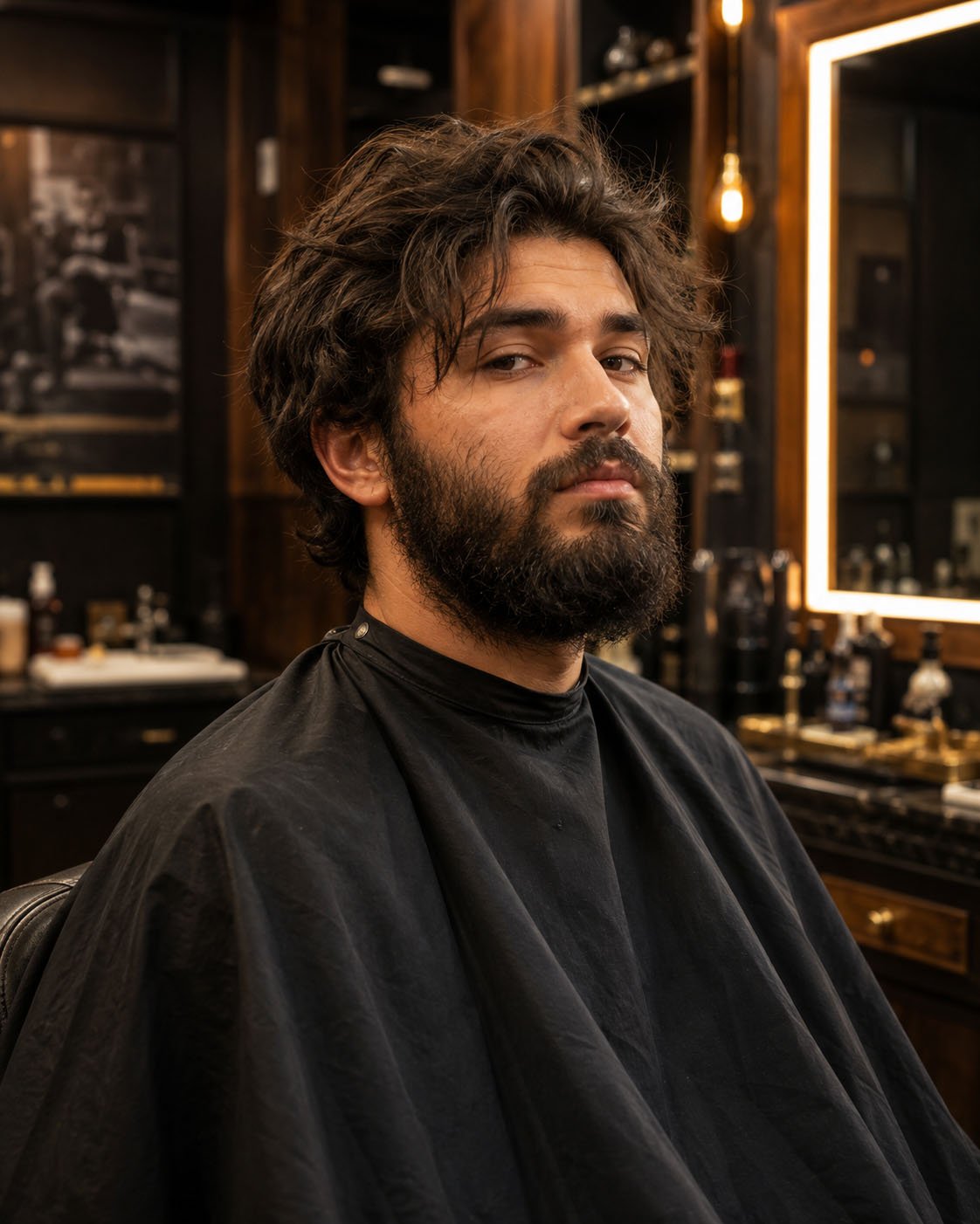 Before - longer hair and fuller beard