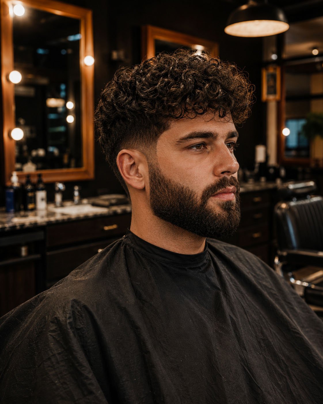 After - shaped curls and beard line